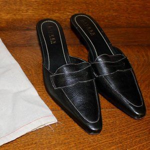 Lauren Ralph Lauren Black Leather Heeled Mules Size 8
